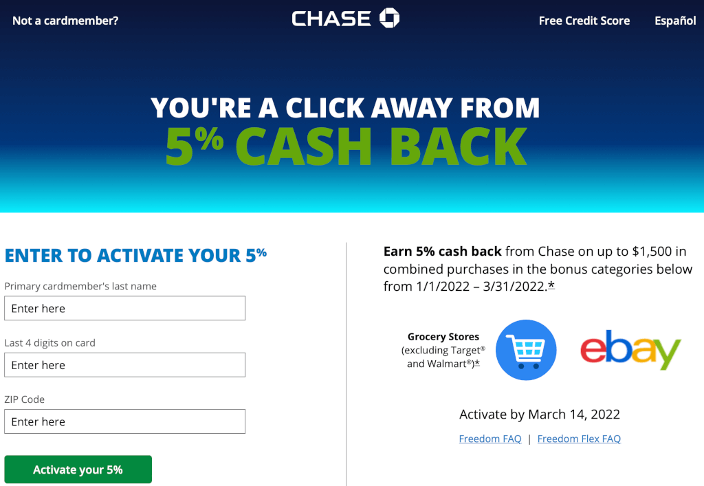 Activate Your Chase Freedom Q1 2022 Bonus