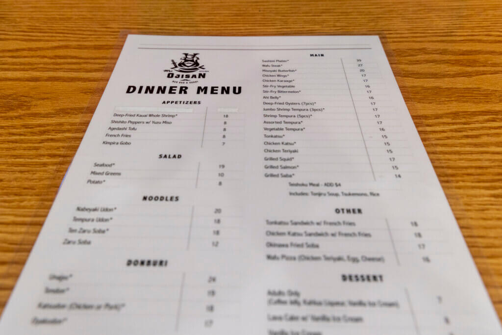 Mr Ojisan menu