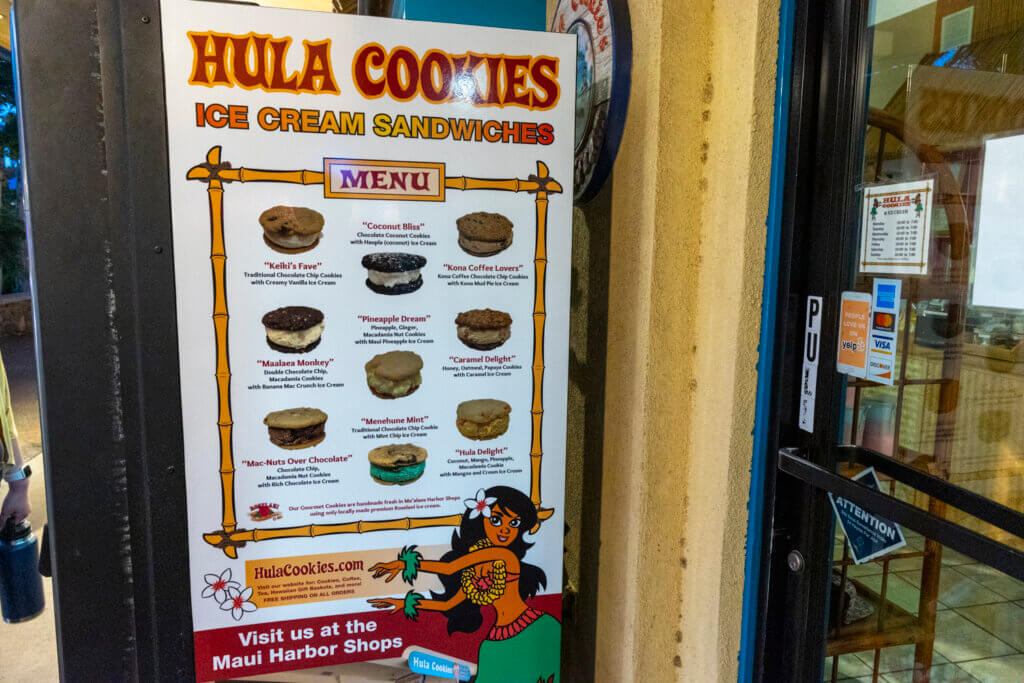 Hula Cookies Ice Cream Sandwiches menu