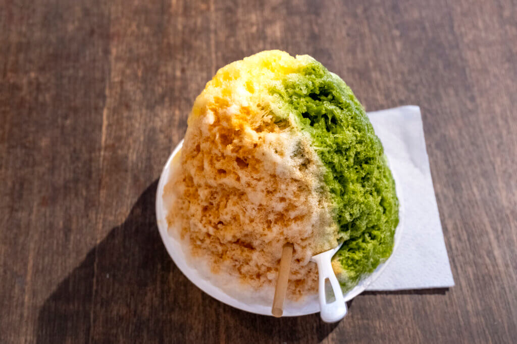 Chillest Shave Ice matcha, kinako latte, lilikoi