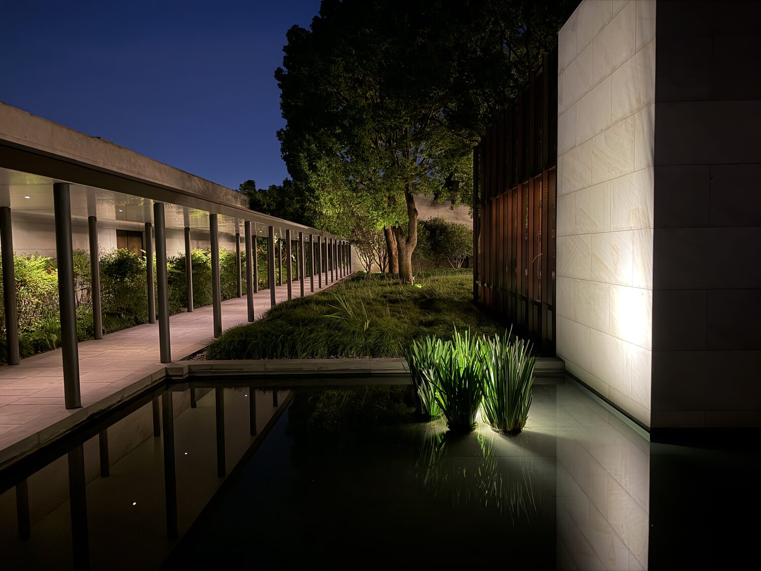 The corridor along the water.