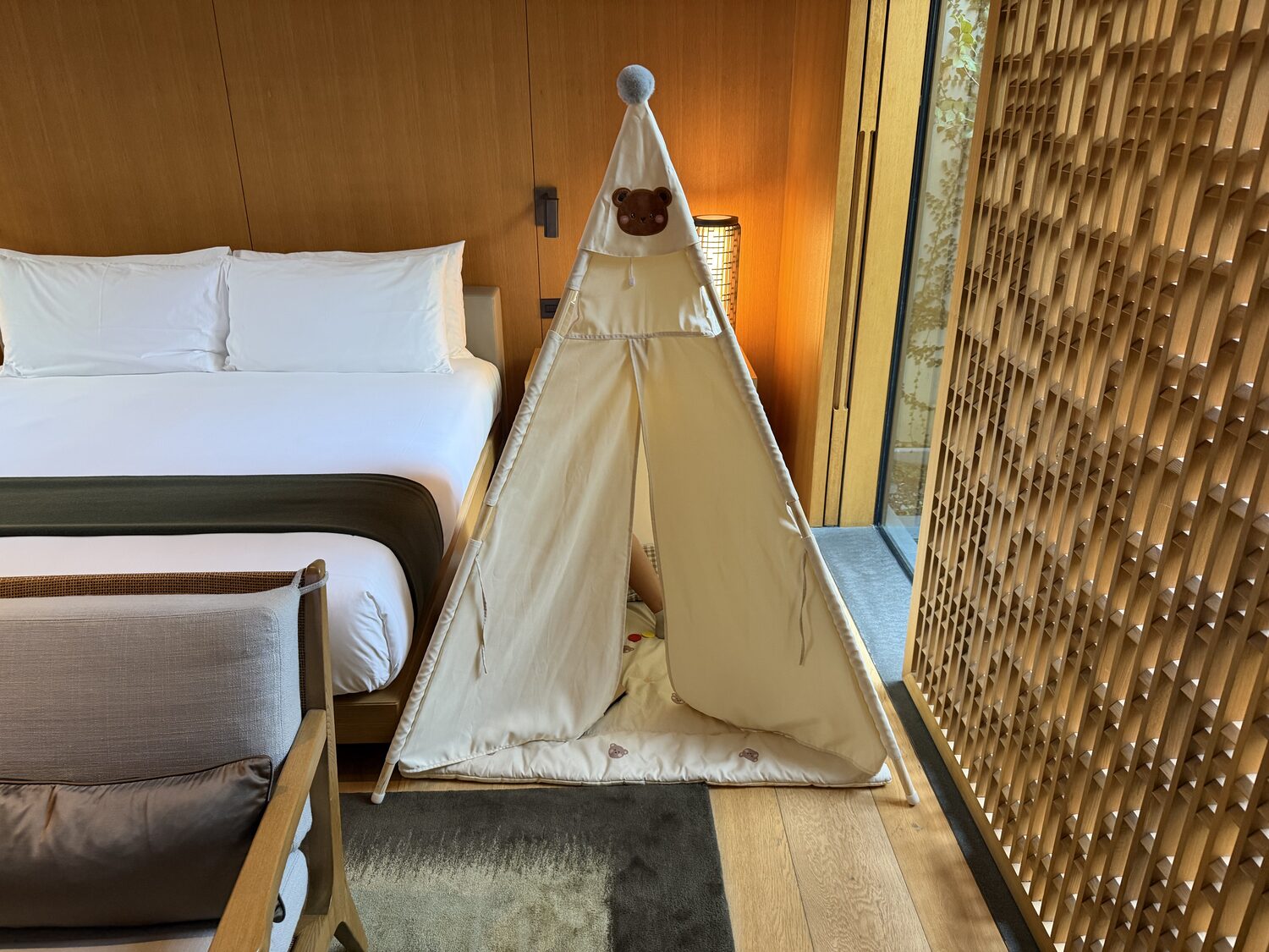The teepee, beside the bed.
